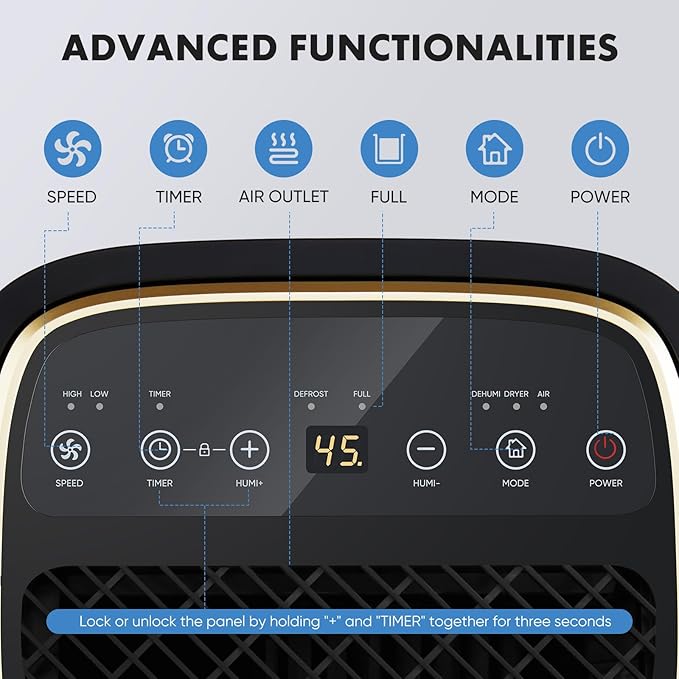 Sweetcrispy 4,500 Sq. Ft. Dehumidifier for Basement, 50 Pints Dehumidifiers for Home with Drain Hose, 1.58 Gallon Water Tank Portable Quiet Moisture Remover, Ideal for Whole House, Bedroom & Bathroom