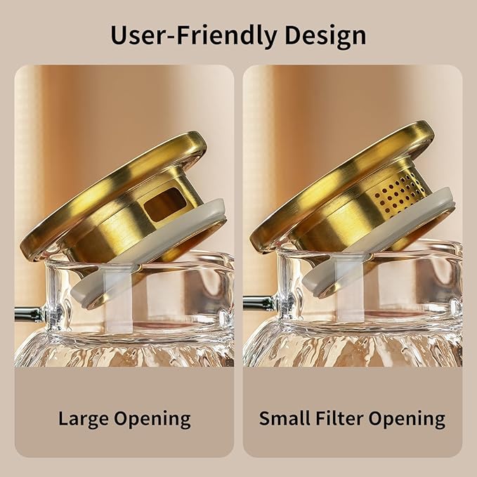 2 PACK Glass Pitcher with Lid and Spout, 68 oz/2 Liter Water Pitcher for Fridge, Clear Borosilicate Glass Water Carafe for Cold Brew, Coffee, Lemonade, Iced SunTea,Milk, Heat Resistant