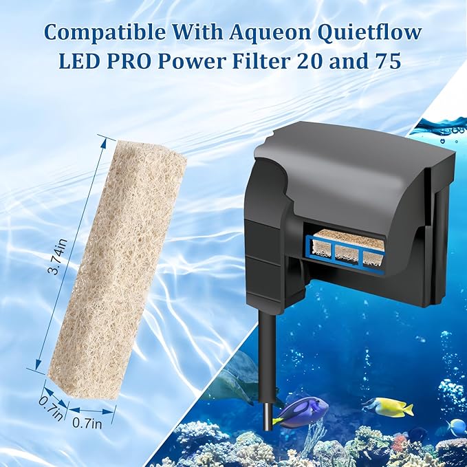 12pcs Ammonia Reducer Filter Pads for Aqueon QuietFlow LED PRO Model 20 and 75, Replacement Filter Cartridges for Aqueon QuietFlow