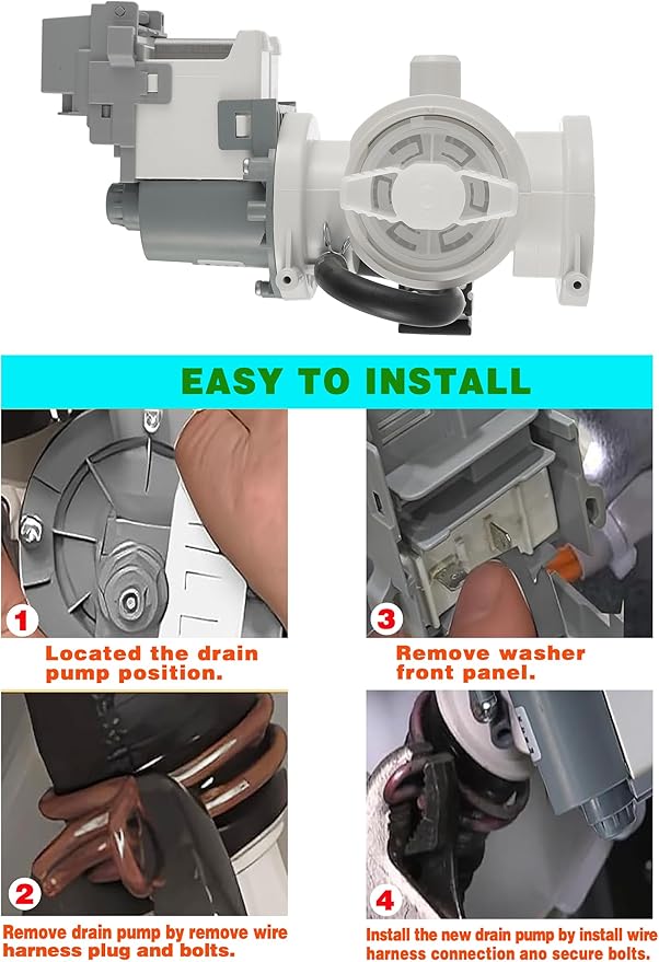 (Upgraded) DC97-20621A Washer Pump Assembly Replace DC31-00187A 4959632 AP6807020 PS12592830 EAP12592830 Fit for Samsung Washing Machine Drain Pump Motor