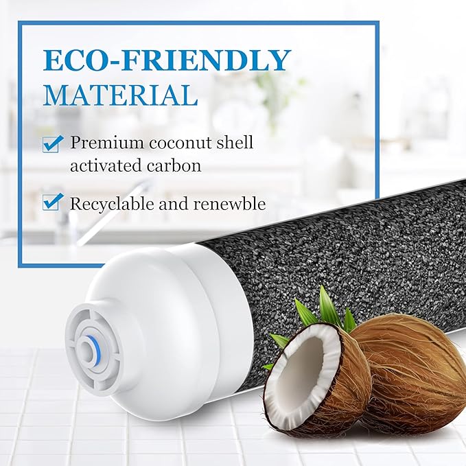 Inline Water Filter for Ice Maker, Refrigerator, Under-Sink Reverse Osmosis Water System, Post Activated Carbon Water Filter Replacement Cartridge with 1/4-Inch Quick-Connect (Pack of 2)
