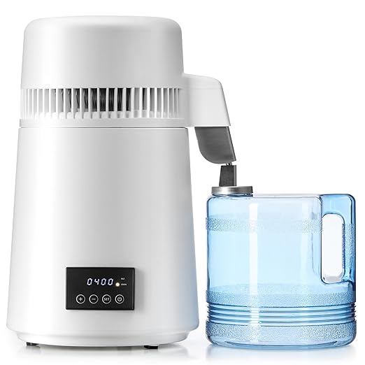 CO-Z 1.1 Gallon Water Distiller, 4L Distilled Water Machine with Timer & Reservation, 750W Distilled Water Maker for Drinking Water Purification, Countertop Water Distiller for Home Office Travel More