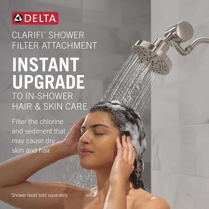 Delta Faucet Clarifi Premium Shower Filter Attachment with Filter, Hard Water Shower Filter, Shower Head Filter, Chrome 5SF100