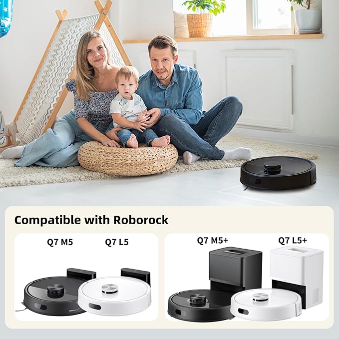 VIEWALL Q7 M5 Replacement Accessories Kit for Roborock Q7 M5 / Q7 L5 Robot Vacuum, 1 Main Brushes, 4 HEPA Filters, 4 Side Brushes, 4 Mop Pads, 1 Cleaning Tool, 1 Screwdriver