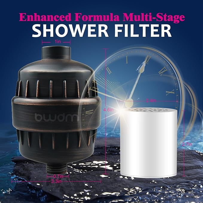 Shower Filter Enhanced Formula Multi-Stage Output Filter Chlorine Heavy Metals and Other Sediments - Suitable for People with Sensitive and Dry Skin and Scalp(Oil-Rubbed Bronze)
