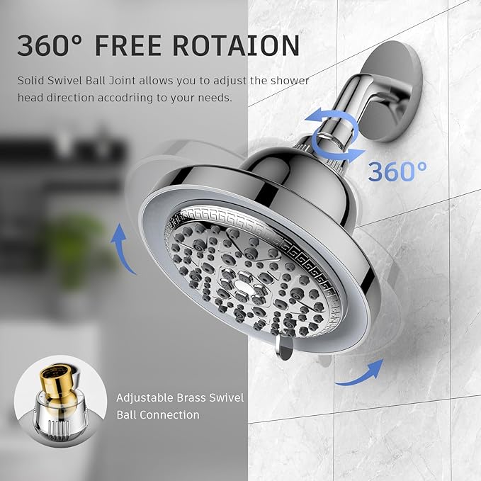 FEELSO Filtered Shower Head with LED Color Changing, 7 Modes High Pressure Rain Shower Head with Filters, Water Softener Showerhead for Hard Water Remove Chlorine, Reduces Dry Itchy Skin & Hair