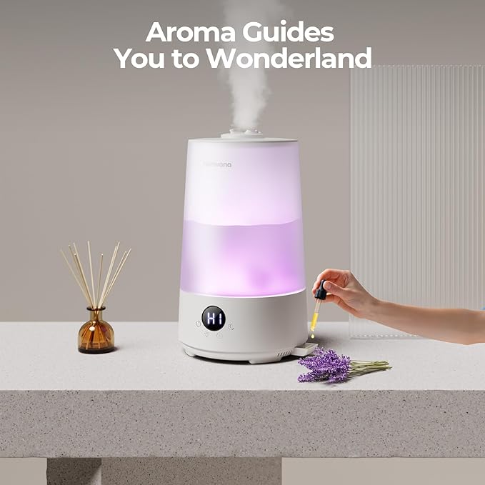 Homvana 3.6L Cool Mist Humidifiers for Bedroom, Large Room, Home, Whole House, Office, Living Room, 34H Top Fill Easy to Clean, Humidifier for Baby, Nursery, Infants, Kids, Toddlers, BPA-Free (White)