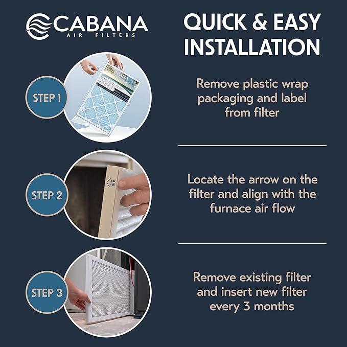 Cabana Filters 16x25x1 AC Furnace Air Filter, Merv 11 Capture Unwanted Particles, Pleated Furnace Filter HVAC AC Filters - Made in the USA - 6 Pack