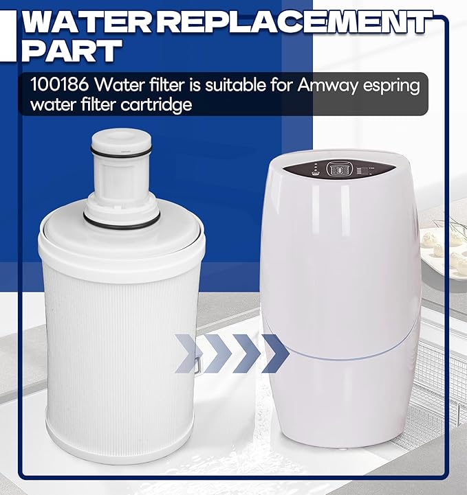 100186 Water Filter Cartridge for Amway Espring Filter, 3-in-1 Water Filter Replacement Part, 6 Levels Filtration for Removing Odors Heavy Metal Residual Chlorine in Water