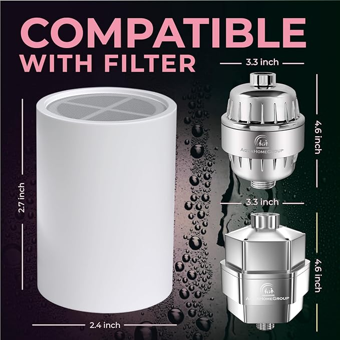 AquaHomeGroup Vitamin C + E + A Shower Filter Replacement Cartridge with Aroma Granules (Rose) - Removes Chlorine, Supports Skin & Hair Health - Compatible with Similar 15 20 Stage Filters