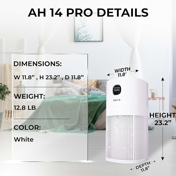 Smart Air Purifier - Large Room Air Purifier with PM2.5 Monitor, WiFi & App Control for Pet Hair, Odors, Pollen & Smoke for Home, Covers Up to 663 Ft², Auto, Turbo, and 29.5db Sleep modes