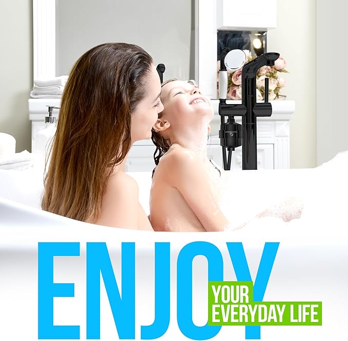 AquaHomeGroup 20 Stage Shower Filter for Hard Water - High Output Universal Shower Head Filter for Chlorine, Fluoride, Heavy Metals - Vitamin C E Shower Water Filter for Hair and Skin (Black)