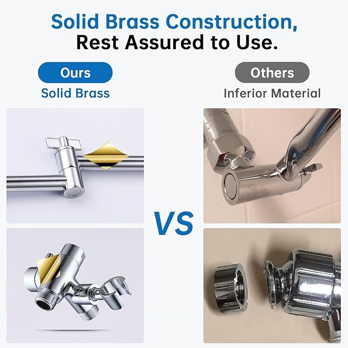 G-Promise All Metal 10 Inches Rainfall Shower Head with Handheld Spray Combo, 3 Settings Diverter, Adjustable Extension Arm with Lock Joints, 71 Inches Stainless Steel Hose (Chrome)