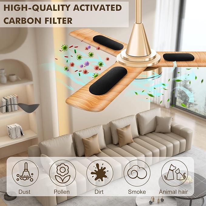 Dualshine 15 Pack Ceiling Fan Filters for Blades, Universal Ceiling Fan Filters, Activated Coconut Shell Carbon Air Purifiers for Office, Kitchen, Common Household Contaminants