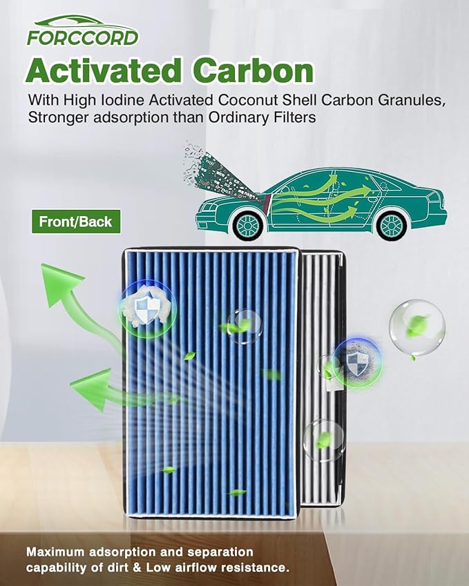 2-Pack CF8392A Cabin Air Filter Fits for Allure, Century, LACrosse, Regal, Impala, Monte Carlo, Oldsmobile Intrigue, Pontiac Grand Prix Activated Carbon Cabin Filter Car Accessories