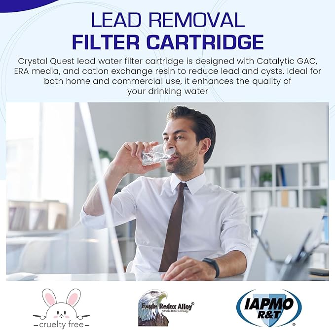 Crystal Quest Lead Water Filter Cartridge – Advanced Lead & Cyst Filtration, Durable PP Build, Steady Flow, Easy Installation, Long-Lasting Use, Fit for Crystal Quest Systems - 2-7/8" x 20"
