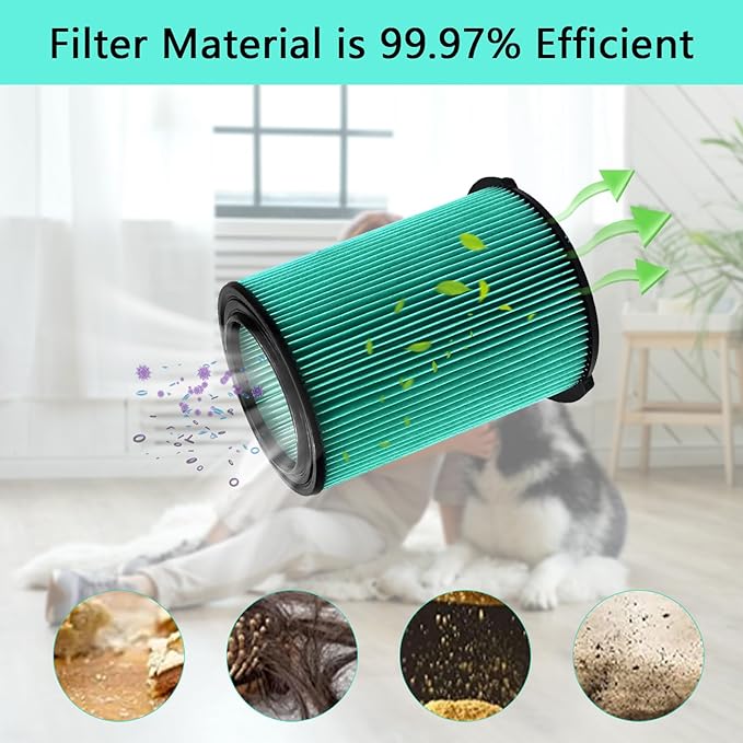 VF6000 5-Layer Pleated Replacement Filter Compatible with Ridgid 5-20 Gallon Wet Dry Vacuums WD5500 WD0671 WD6425 WD7000 WD1280 WD1851 WD1680 WD1956 RV2400A 1400RV RV2600B (2 Pack)