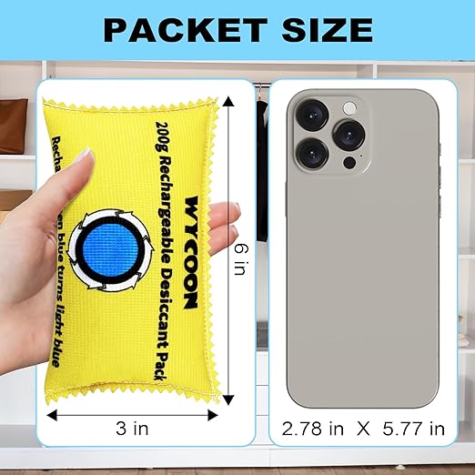 200g Rechargeable Desiccant Pack of 2, Moisture absorbers Bag, Desiccant Dehumidifier Bag, Dehumidifier for Home Closets,Gun Safe, and Cars