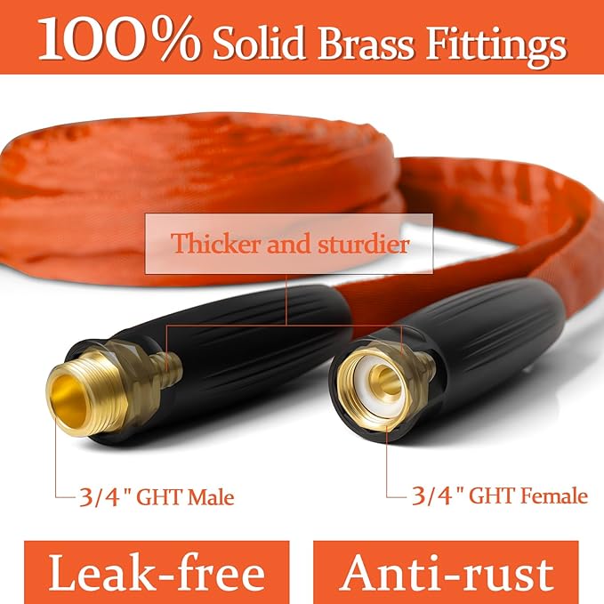 Garden Hose 25ft Made of TPE(Not PVC), with 10 Patterns Sprayer Nozzle, Flexible Water Hose with Swivel-Handle, Solid Brass Fittings, Non-Shrinking, Drinking Water Safe Material, All-weather