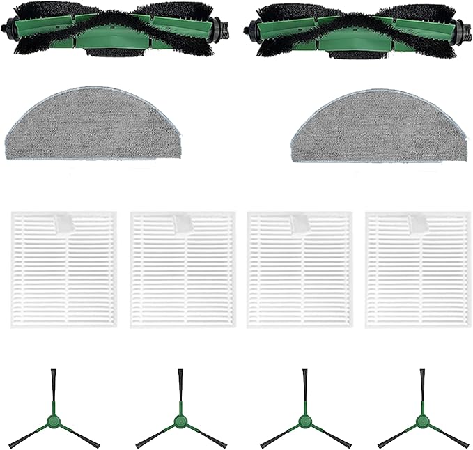 Roller Brush ＆ Side Brushes ＆ Filters & Mopping Pads Replacement Parts Compatible with iRobot Roomba Essential 100 Series 104 105 Vac/Combo Y0110 Y0140 Q011 Q0120 Q0520 Robot Vacuum Accessories