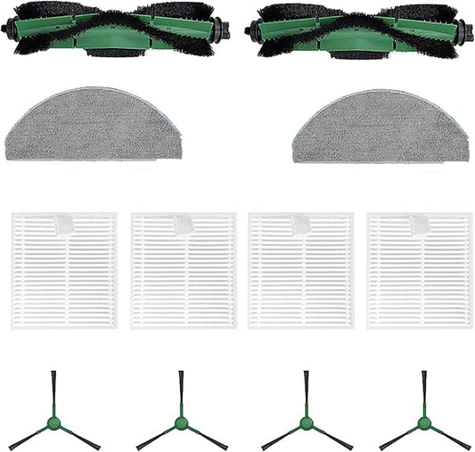 Roller Brush ＆ Side Brushes ＆ Filters & Mopping Pads Replacement Parts Compatible with iRobot Roomba Essential 100 Series 104 105 Vac/Combo Y0110 Y0140 Q011 Q0120 Q0520 Robot Vacuum Accessories