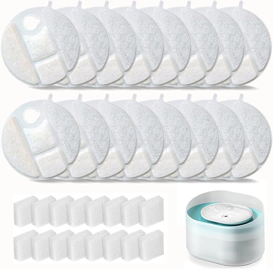 16 Pack Dog Water Fountain Replacement Filters for Petlibro Capsule Dog Fountain PLWF008,Pet libro filters with Replacement Pre-Filter Pump Sponges.