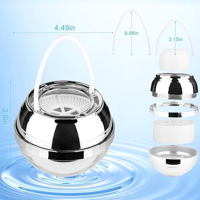 Ball Filter for Bathtub -8 Stages bath filter for tub- Removes Hundreds of Contaminants, Purify Your Bathwater for Healthier Skin and Hair, BPA Free, bathtub water filter, bathtub water filter