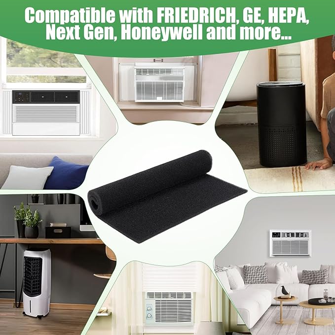 MEWTOGO 2 Pcs Window Air Conditioner Filters - 24 x 15 x 1/4 in Cut to Fit Foam Replacement Filters, Compatible with FRIEDRICH, GE, HEPA, Next Gen AC Window Unit Air Purifier