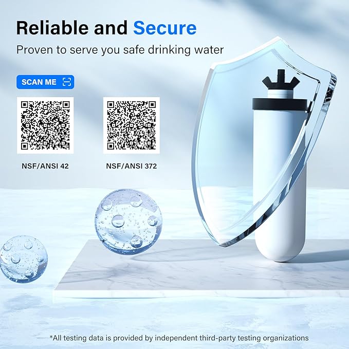 Purewell PF-4 Ceramic 3-Stage Purification Elements, Washable & Reusable, NSF/ANSI 42&372 Certified, Replacement for ProOne®, Berkey®, Purewell® Filters and Water Filter Systems (4 Pack, K Series)