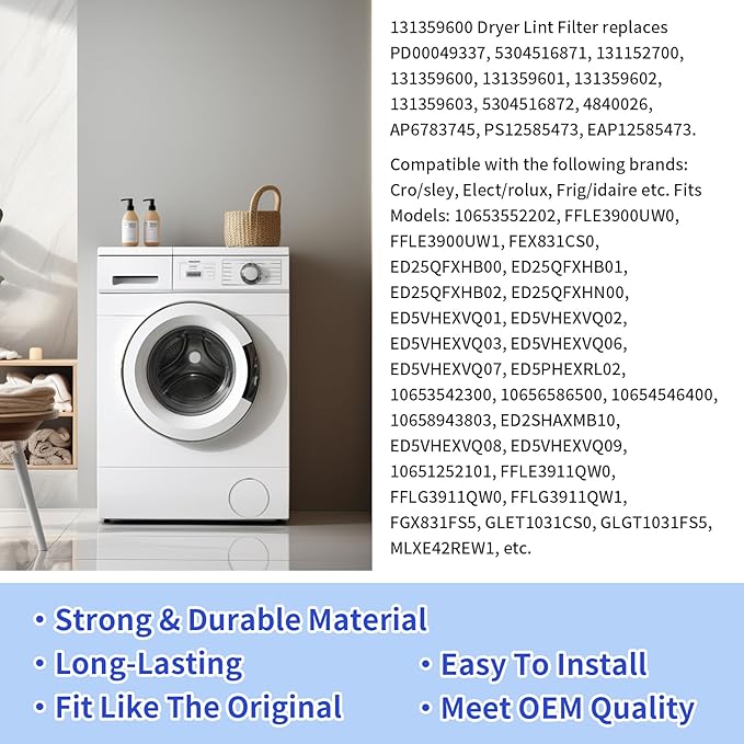131359602 131359600 Dryer Lint Filter Screen Compatible with Frigidaire Kenmore Replaces 131359601 131359603 131152700 5304516872