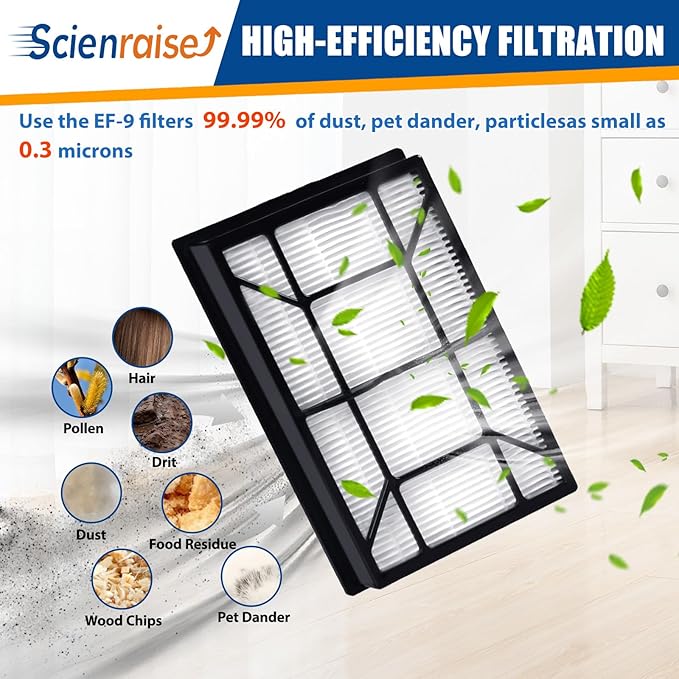 3 Pack EF-9 53296 HEPA Filter Compatible with Kenmore 22614 10065 31140 BU1005 BU1017 and Canister Vacuum Clenaner Elite 21814 31150 81714, EF-9 HEPA Vaccum Filter + 1 Clean Brush