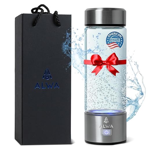 Premium Molecular Hydrogen Water Bottle Generator - 1700 PPB Glass Portable Hydrogen Water Machine with SPE/PEM Technology, Rechargeable Hydro Health Bottle, Hydrogen Water Ionizer, Hydro Water Bottle