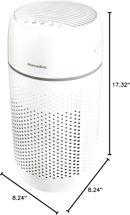 Homedics Air Purifier, 5-in-1 Tower Air Purifier, 99% HEPA-Type Filtration with UV-C Technology and Carbon Odor Filter, 4 Speeds, Essential Oil Aromatherapy Tray, for Medium Rooms