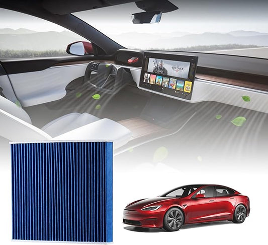 BASENOR 2026-2022 Tesla Model S Model X Cabin Air Filter with Activated Carbon Air Filter Replacement Tesla Model S Plaid Model X Plaid Interior Accessories