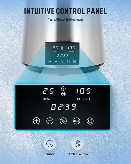 CO-Z 1.1 Gallon Water Distiller, 1750W Countertop Distilled Water Machine with Glass Container Dual Temperature Display Timer, 4L 304 Stainless Steel Distilled Water Maker for Home Office Travel More