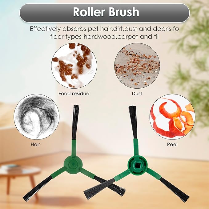 (14 Pack) Plus 505 Combo Replacement Parts for iRobot Roomba Plus 505 Combo, Plus 405 Combo, Plus 405, Plus 505 Robot Vacuum, 1 Roller Brush, 3 Dust Bags, 3 Mop Pads, 4 Side Brushes, 3 HEPA Filters