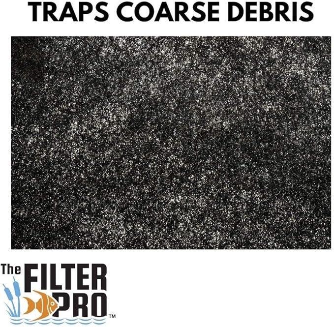 Black Coarse Filter Media, 1.25" Thick, 24" x 24" Pads, 2 Pack, Perfect for Aquariums, Ponds or Water Gardens, Made in USA