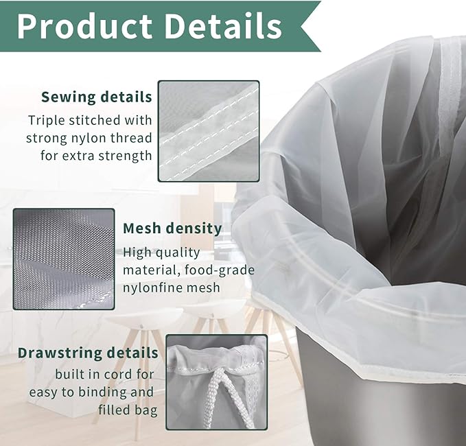 12"x18" Drawstring Straining Brew in a Bag 75 Micron Nylon Jelly Strainer Wine Beer Brew Filter Bag