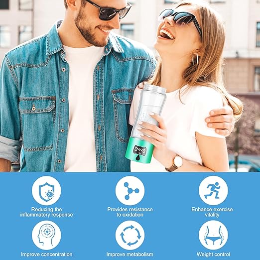 Hydrogen Water Bottle Generator with SPE/PEM Technology, Portable H2 Water Ionizer Machine, Birthday,Xmas Gift for Family Friends Office Travel Sports (Green, 9.05*Φ2.63in)