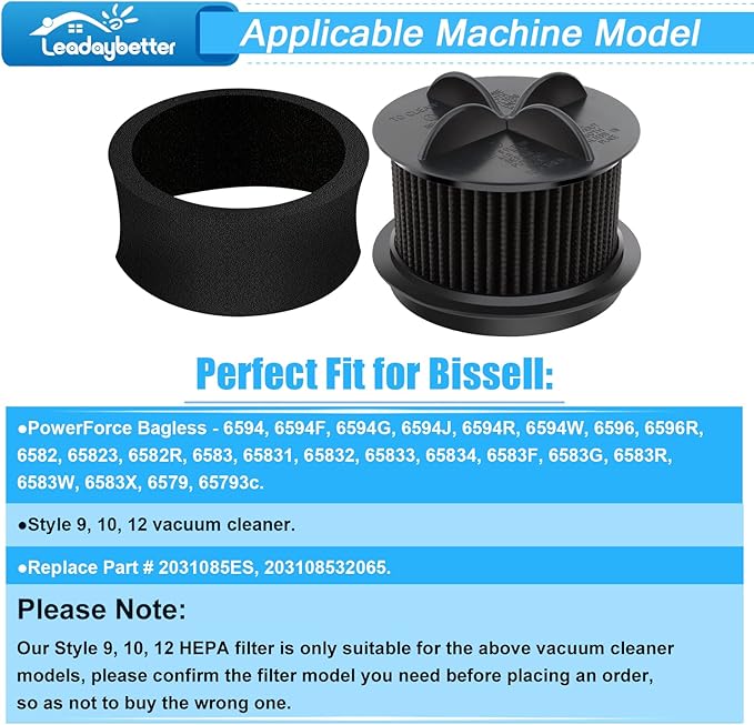 Leadaybetter 2 Replacement Foam & Filter Compatible with Style 9, 10 & 12, Replace Part # 2031085ES, 203108532065,2031183,32064 & 32065