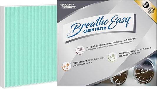 Spearhead HEPA Breathe Easy Cabin Filter, Up to 99.97% Filtration of 0.3 Micron Particles w/No Airflow Reduction (BE-161H)