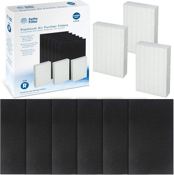 Fette Filter - Filter Set for Honeywell Air Purifier HPA300, HPA304, HPA8350 & HPA300VP, HPA5350, HPA5300B Compare to HRF-R3 HRF-R2 HRF-R1 Filter A HRF-AP1 & HRF-A300. 3 Filters + 6 Pre-Filters