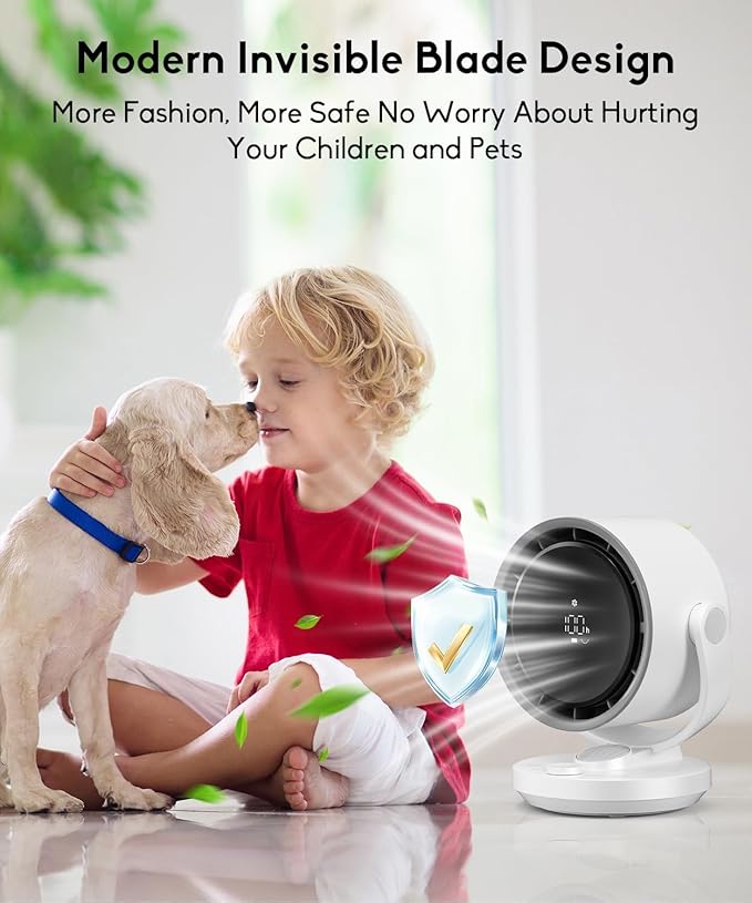 let'me Table Fan, 100-Speed Desk Fan with Digital Display, Rechargeable Battery Fan with Warm Night Light, Oscillating Fan and 12H Timer, Small Quiet Desk Fan for Bedroom, Office