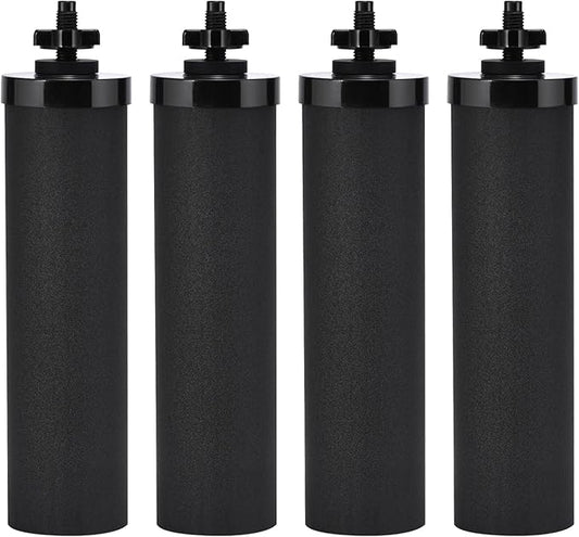 Water Filter Replacement for Berkey Water Filter System, 4 Black Elements Activated Carbon Filters, Compatible with Berkey Gravity Water Filtration System, 4 Pack