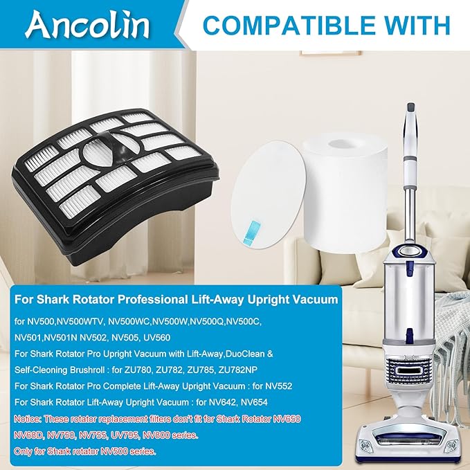 2 + 4 Pack Filter Replacement for Shark Rotator Pro Lift-Away NV500, NV501, NV502, NV503, NV505, NV510, NV520, NV552, UV560, NV642, ZU780, ZU782, ZU785. Compare to Part # Xff500 Xhf500