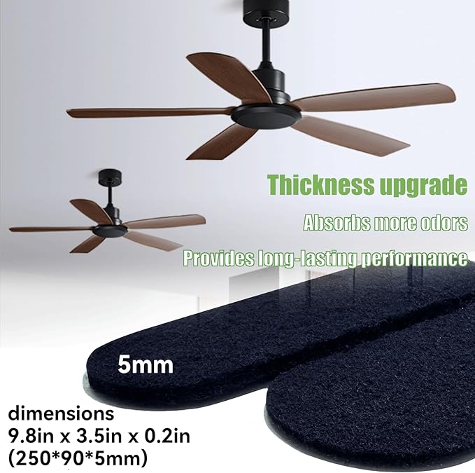 16 Pack Ceiling Fan Filter, Ceiling Fan Filters for Blades, Unscented Activated Coconut Shell Carbon Ceiling Fan Air Filter-Easy-Stick Ceiling Fan Air Filters, Universal Ceiling Fan Blade(5mm thick)