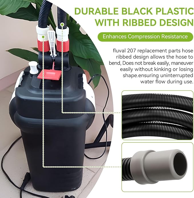 A20014 Ribbed Hosing Replacement for Fluval 106/107/206/207 Canister Filter, 13.9Ft Aquarium Tubing, Aquarium Filter Replacement Part, 4.23m Canister Filter Replacement Parts