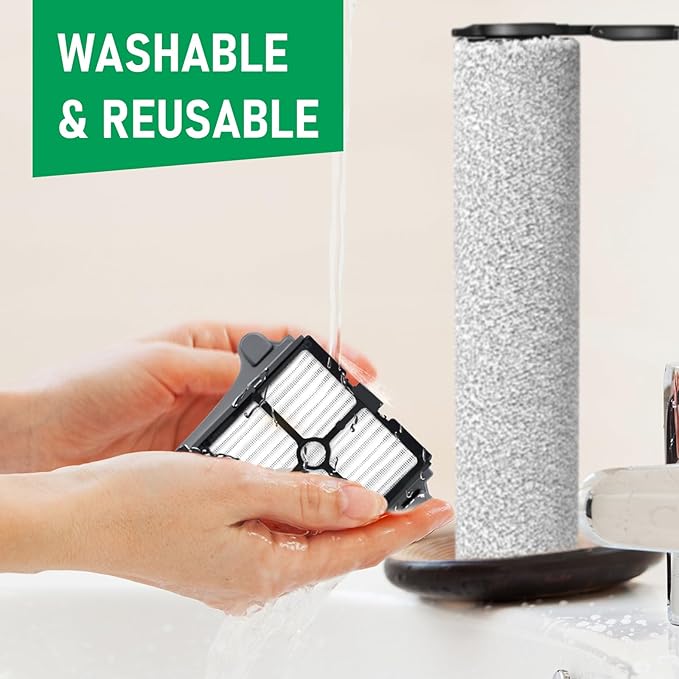 Only Floor ONE S7 Steam Roller Brush Replacement and Vacuum Filter Kit Compatible with Tineco Floor ONE S7 Steam Cordless Wet Dry Vacuum Replacement Parts,2 Roller Brushes,2 Filters,1 Cleaner Brush