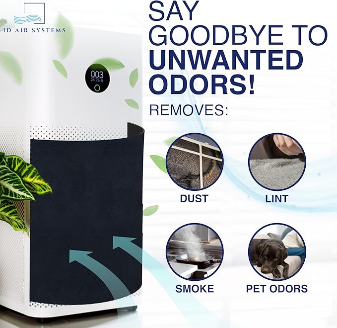 Cut To Fit Air Filter - Carbon Pad Pre Filter for Air Purifiers, AC, Furnace, Trash Cans and Dust, 1/6" thick, 16" x 48" Sheets (2-pack)