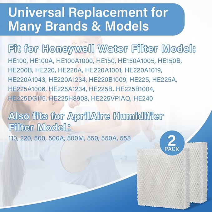 HC22E1003 Humidifier Filter Pad Replacement for Honeywell HE220 HE225 HE240 HE100 HE150 Whole House Humidifier Wicks, Replace HC22P1001 HC22A1007 - Pack of 2